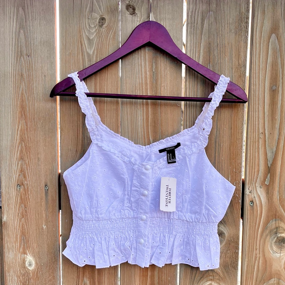 Forever 21 Femme Eyelet Crop Top